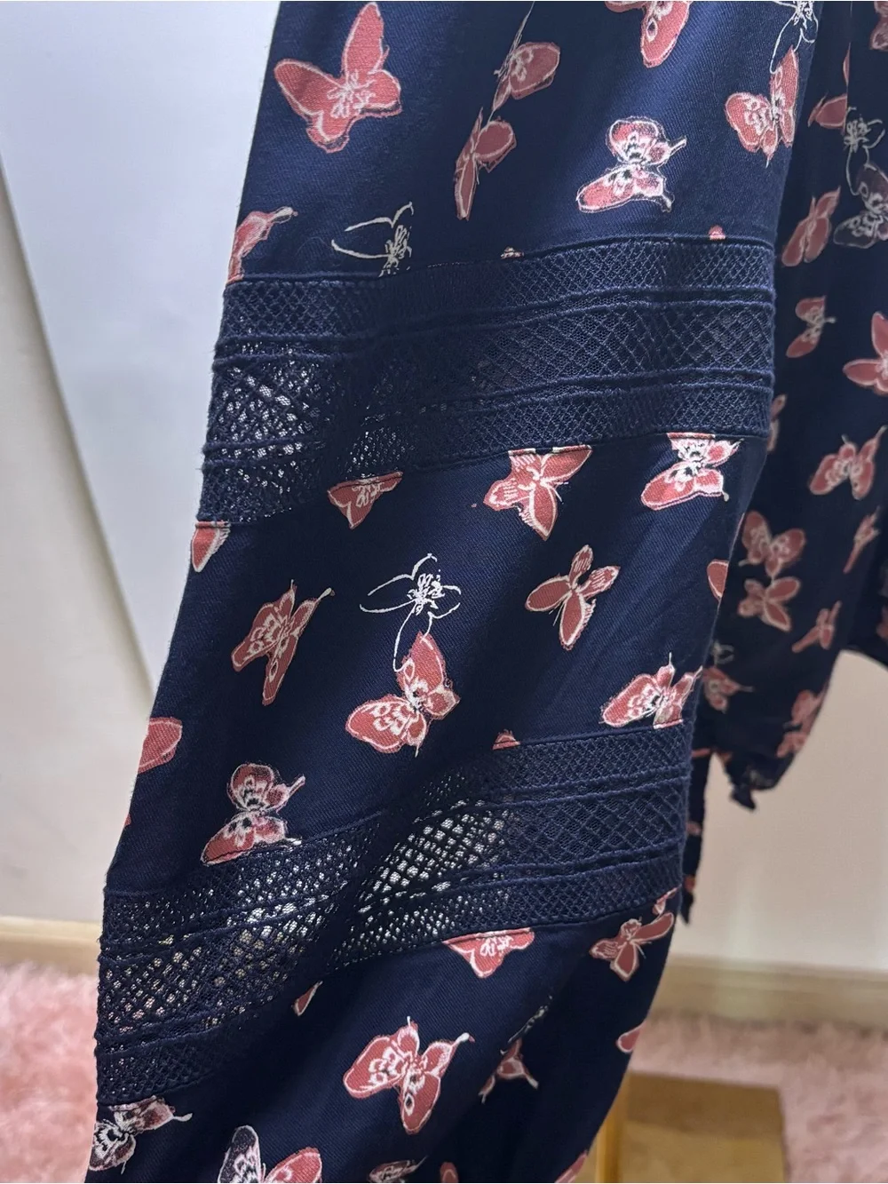 Lane Bryant Navy Button-Front Blouse with Butterfly Print Size 22/24